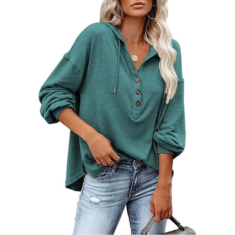 EllesHoodie I Oversized Hoodie Met Trekkoord En V-hals Voor Dames