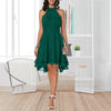 Elegante Zomerse Halterjurk | Hoge Taille Mouwloze Chiffon Midi | Gelaagde Party Slim Fit