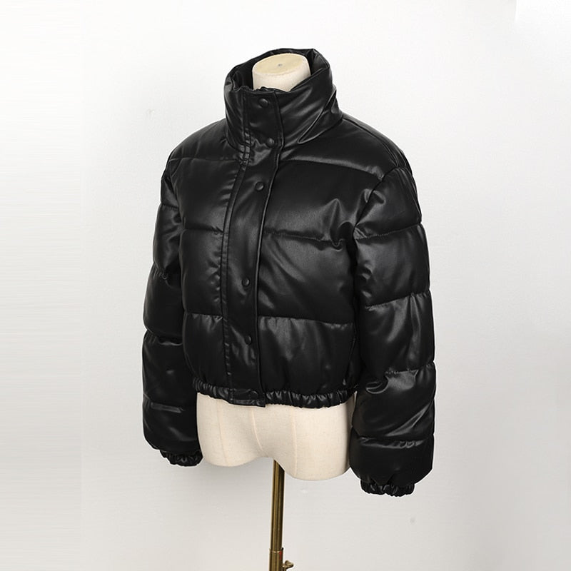 CoolJacket I Leren Puffer Jas Voor Dames