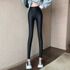 Hoge Taille Glanzende Yoga Leggings | Rekbare Zwarte Lichaamsvormende Broek