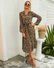 Elegancy™: Lange mouw jurk met luipaardprint
