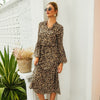 Elegancy™: Lange mouw jurk met luipaardprint