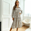 ChiQue™: Lange mouw jurk met luipaardprint