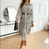 ChiQue™: Lange mouw jurk met luipaardprint