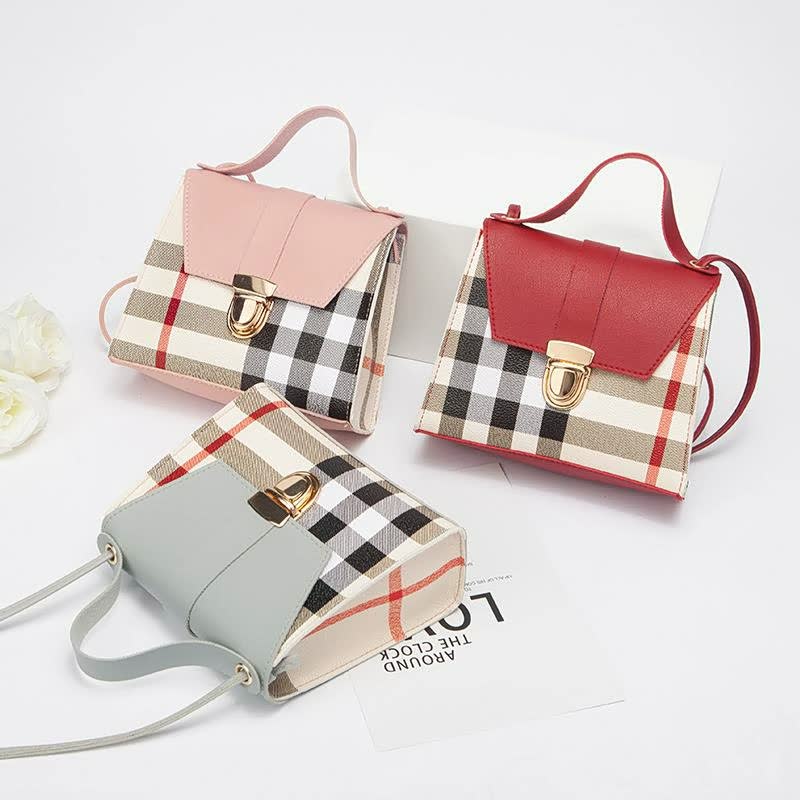 Women Plaid Leather Handbags | Large Crossbody Bag For Women