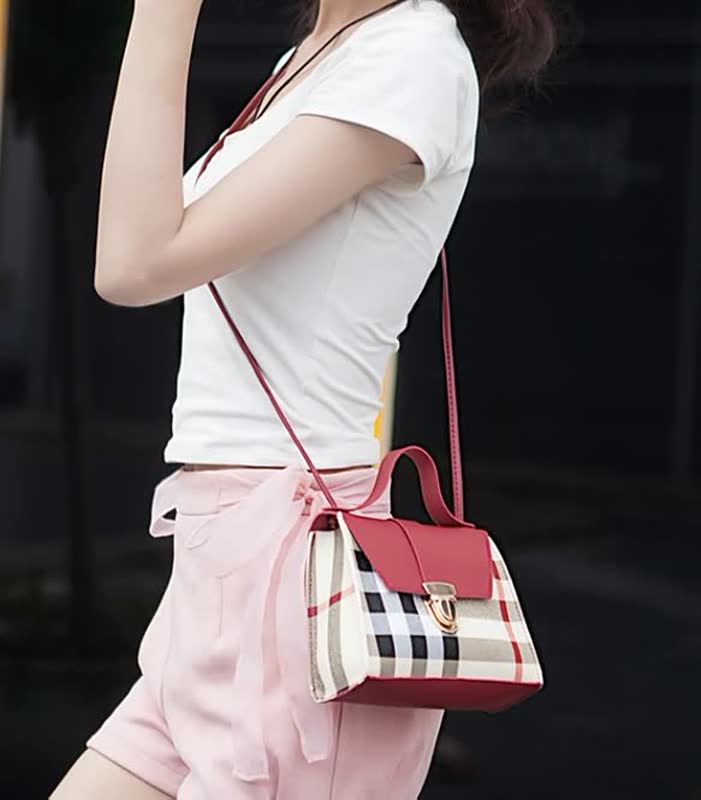Women Plaid Leather Handbags | Large Crossbody Bag For Women